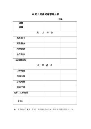 晨间操节评分表1