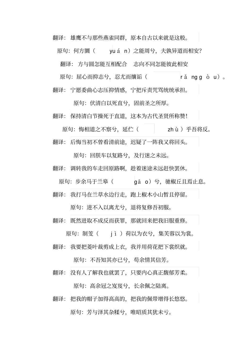 人教版离骚注音翻译_第2页