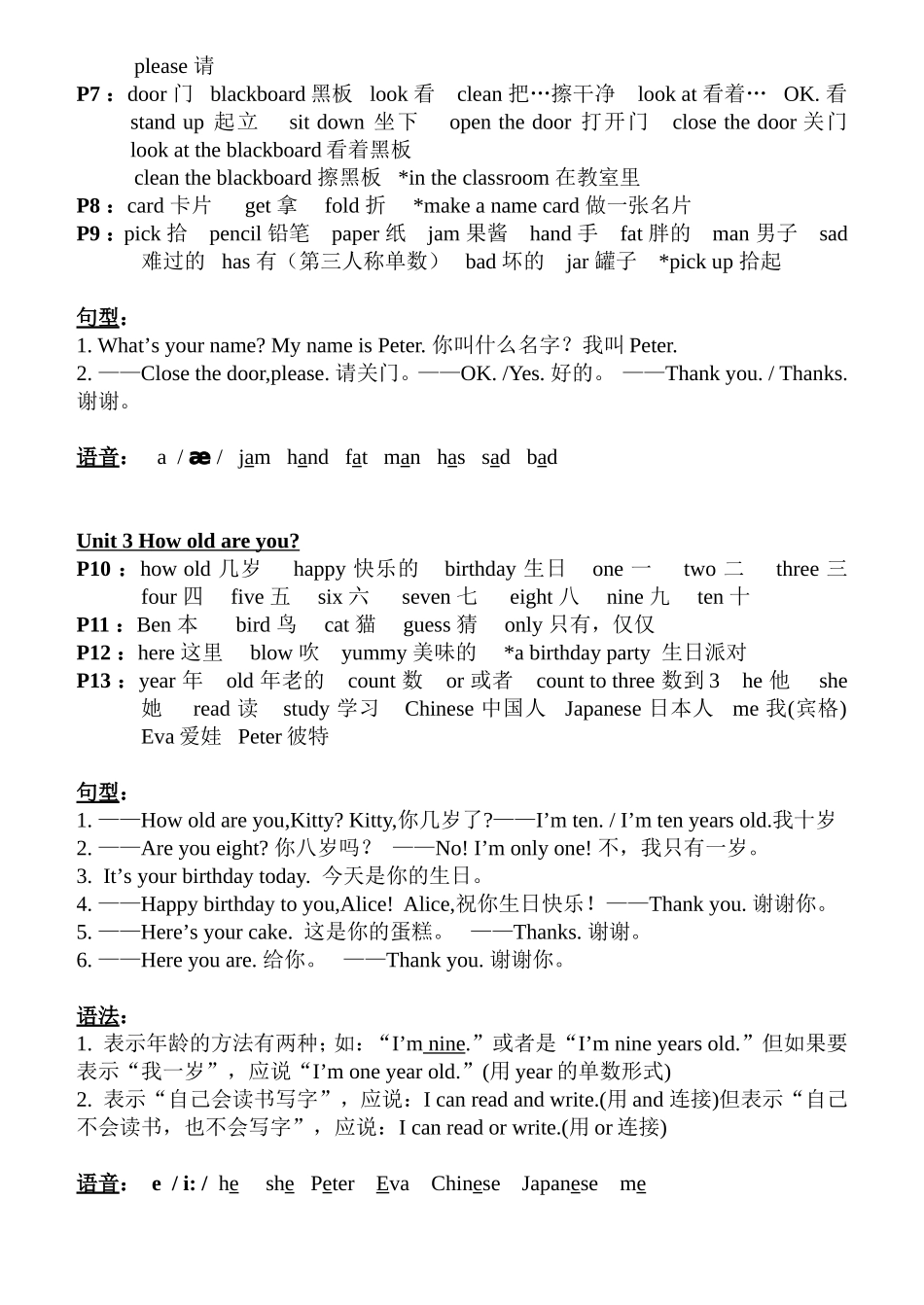 上海牛津3A第一单元英语知识点梳理_第2页
