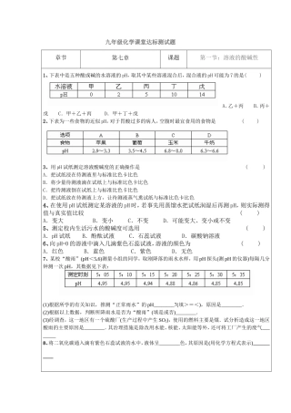 九年级化学课堂达标测试题第七章