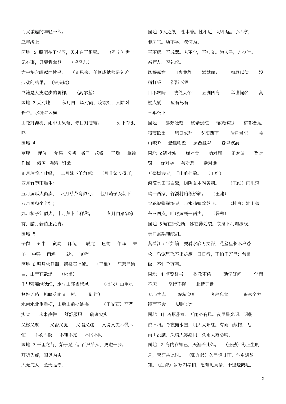 人教版语文-6年级日积月累汇总汇总_第2页