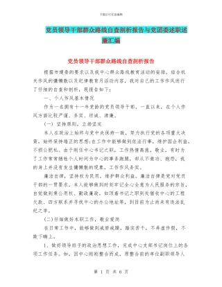 党员领导干部群众路线自查剖析报告与党团委述职述廉汇编