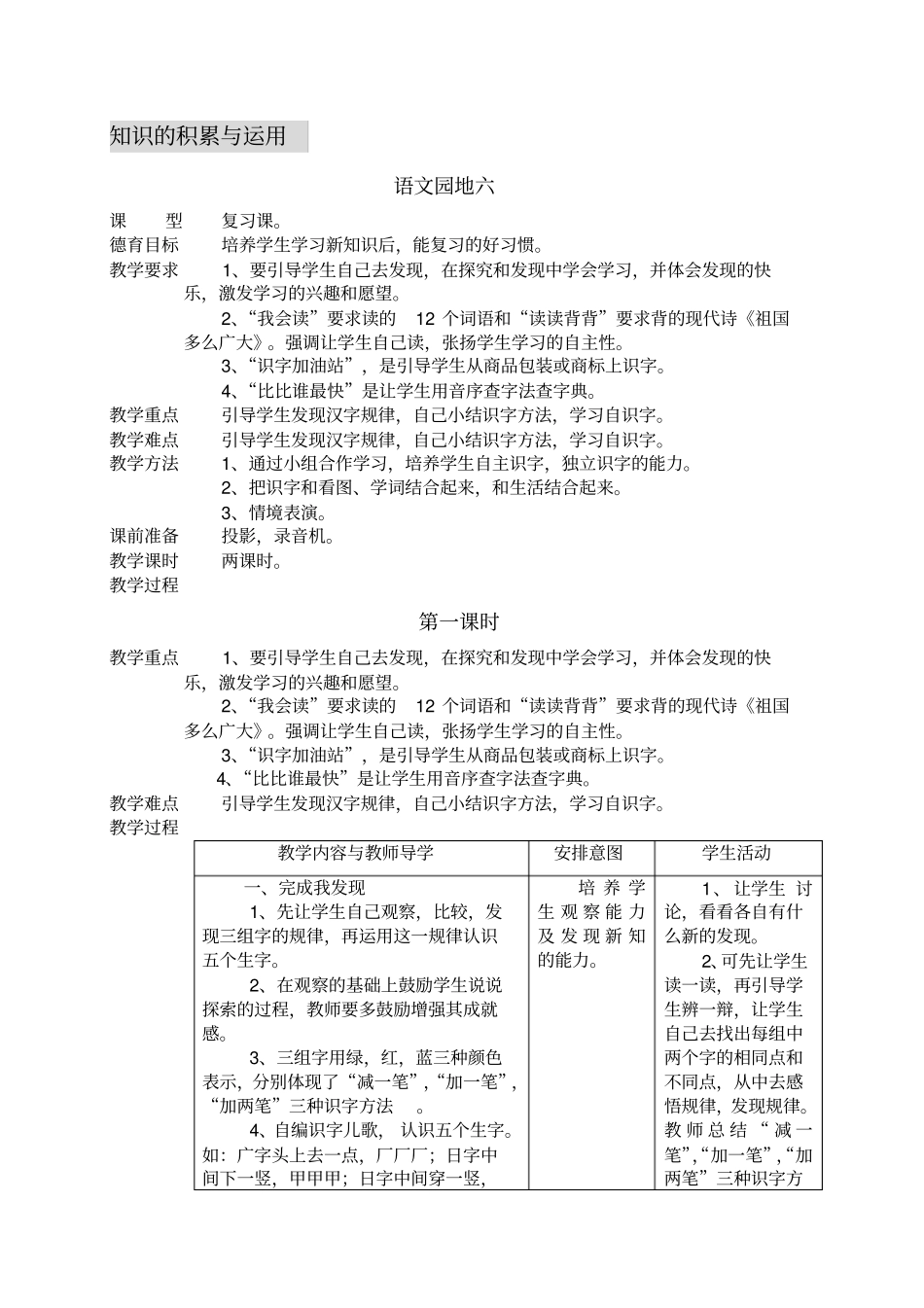 人教版语文一年级下册语文园地六教学设计_第1页