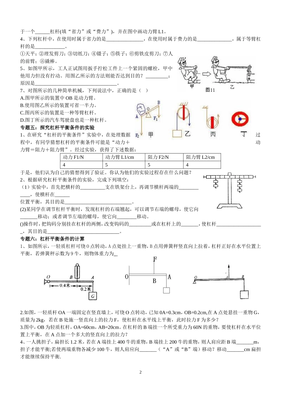 2010年杠杆和滑轮分类习题精选_第2页