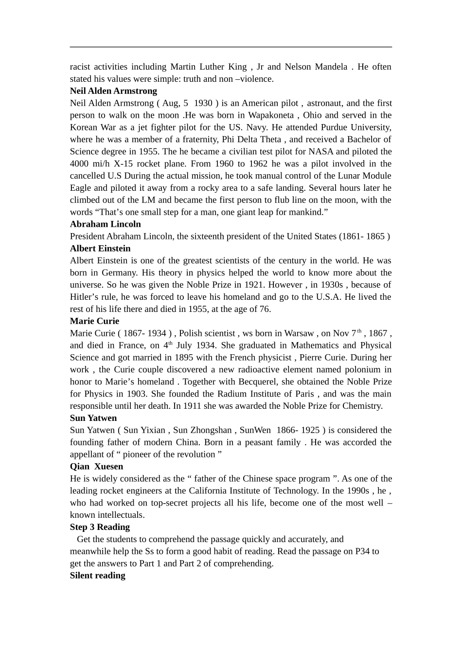 必修一单元单元教案：Unit5NelsonMandela-amodernhero_第3页