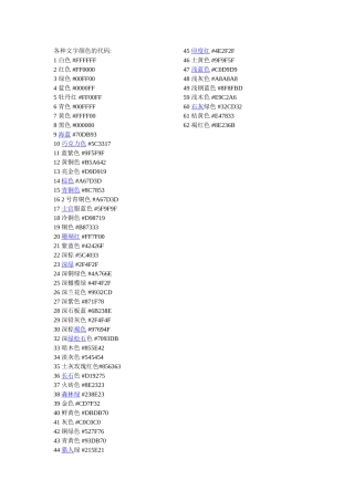 程序设计用到的各种颜色代码