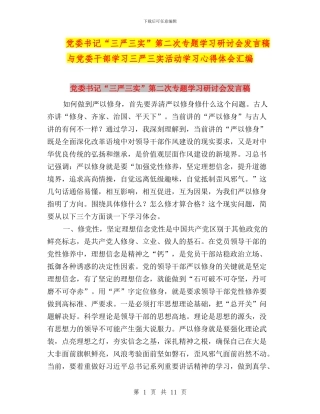 党委书记“三严三实”第二次专题学习研讨会发言稿与党委干部学习三严三实活动学习心得体会汇编