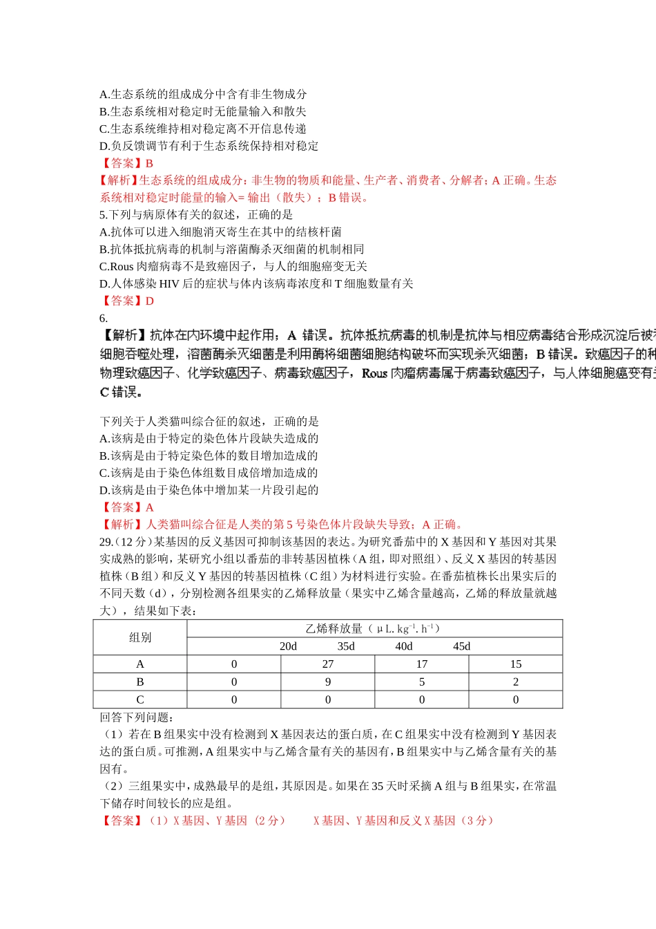 2015年生物新课标卷2_第2页