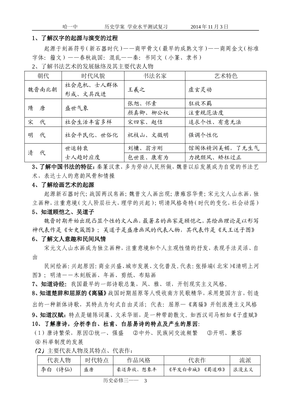 必修3·2014年高二历史会考纲要_第3页