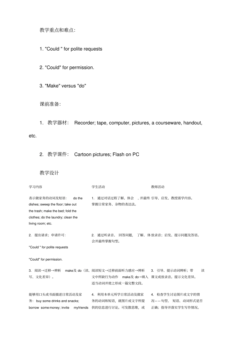 人教版课标初中八年级上Unit11Couldyoupleasecleanyourroom教学设计含反思_第2页