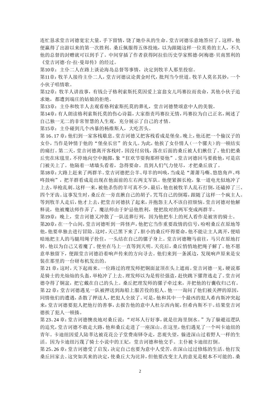 堂吉诃德故事梗概_第2页