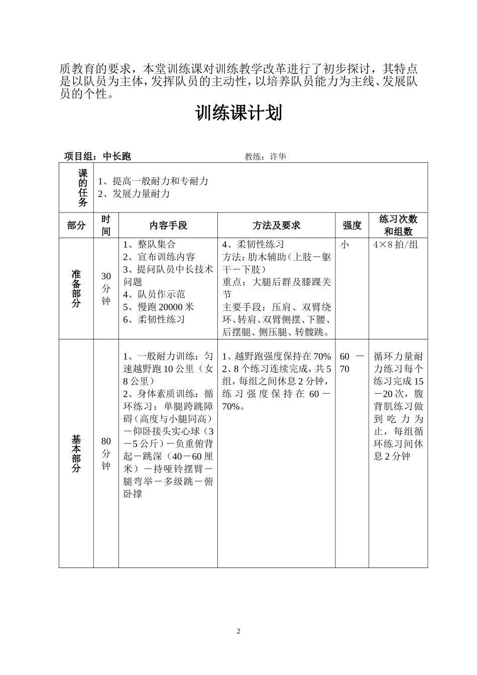教学训练课设计_第2页