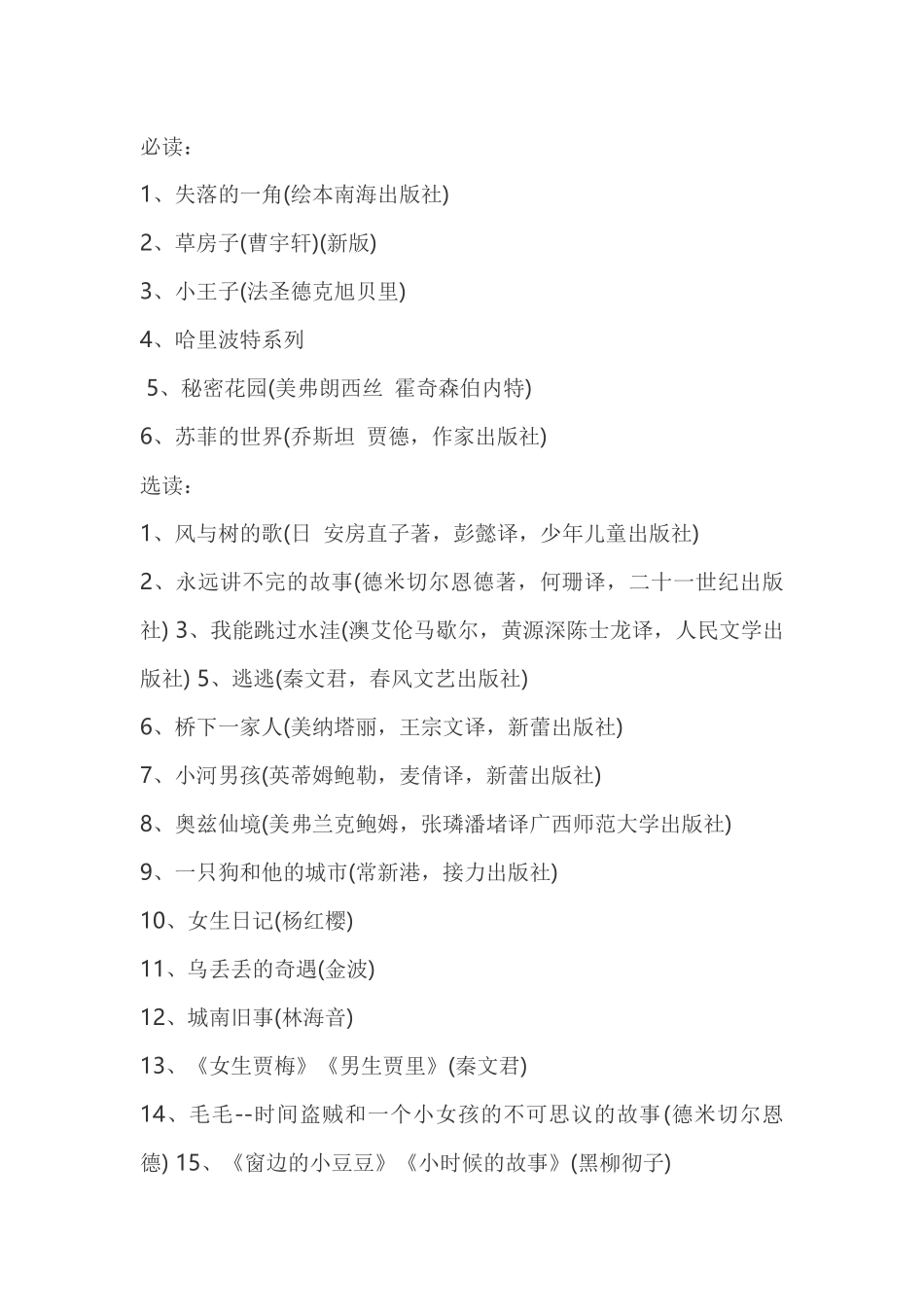 六年级阅读书目_第1页