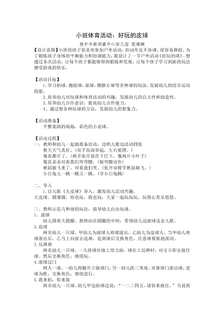 小班体育游戏：《好玩的皮球》