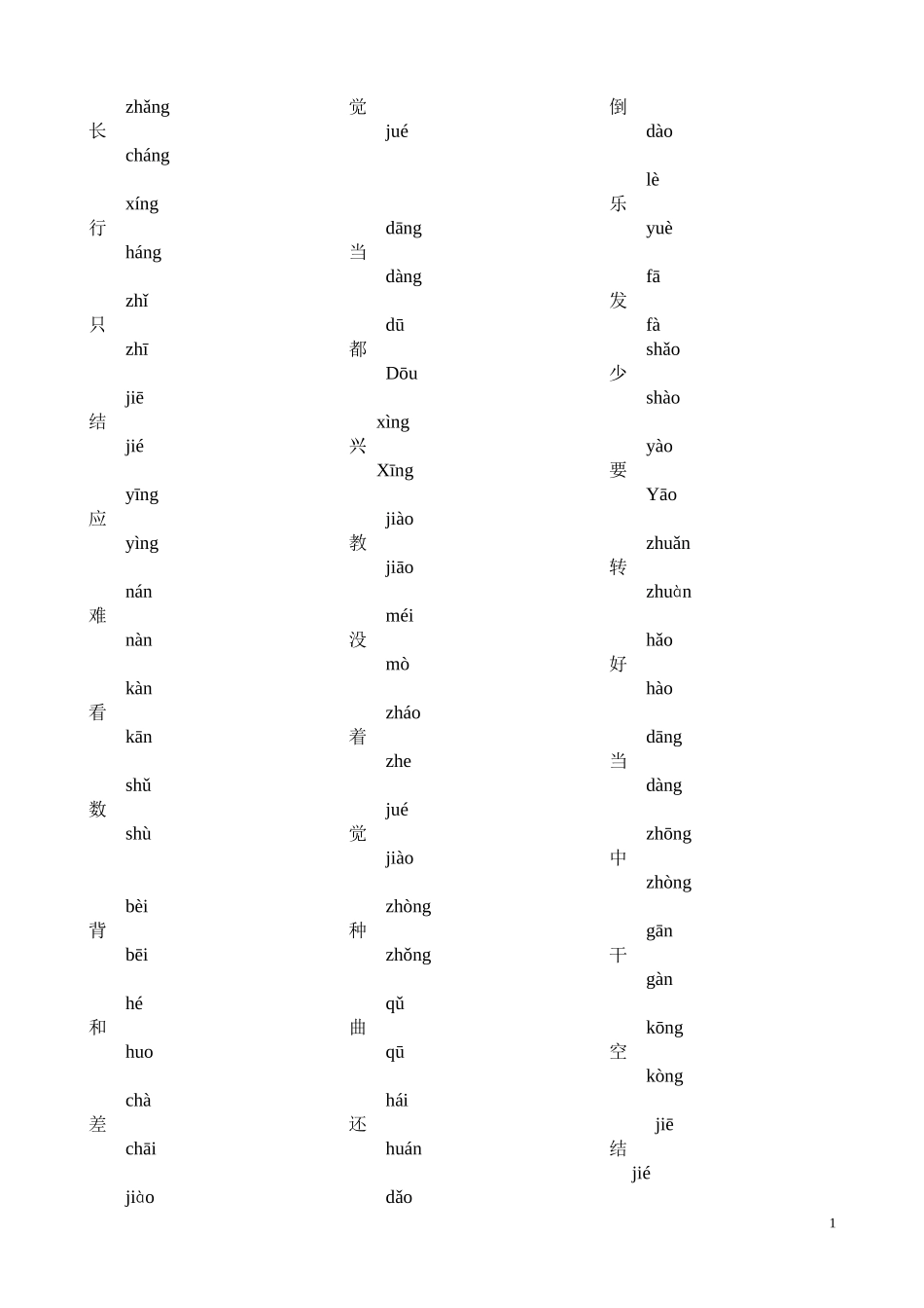 二年级语文上册多音字_第1页