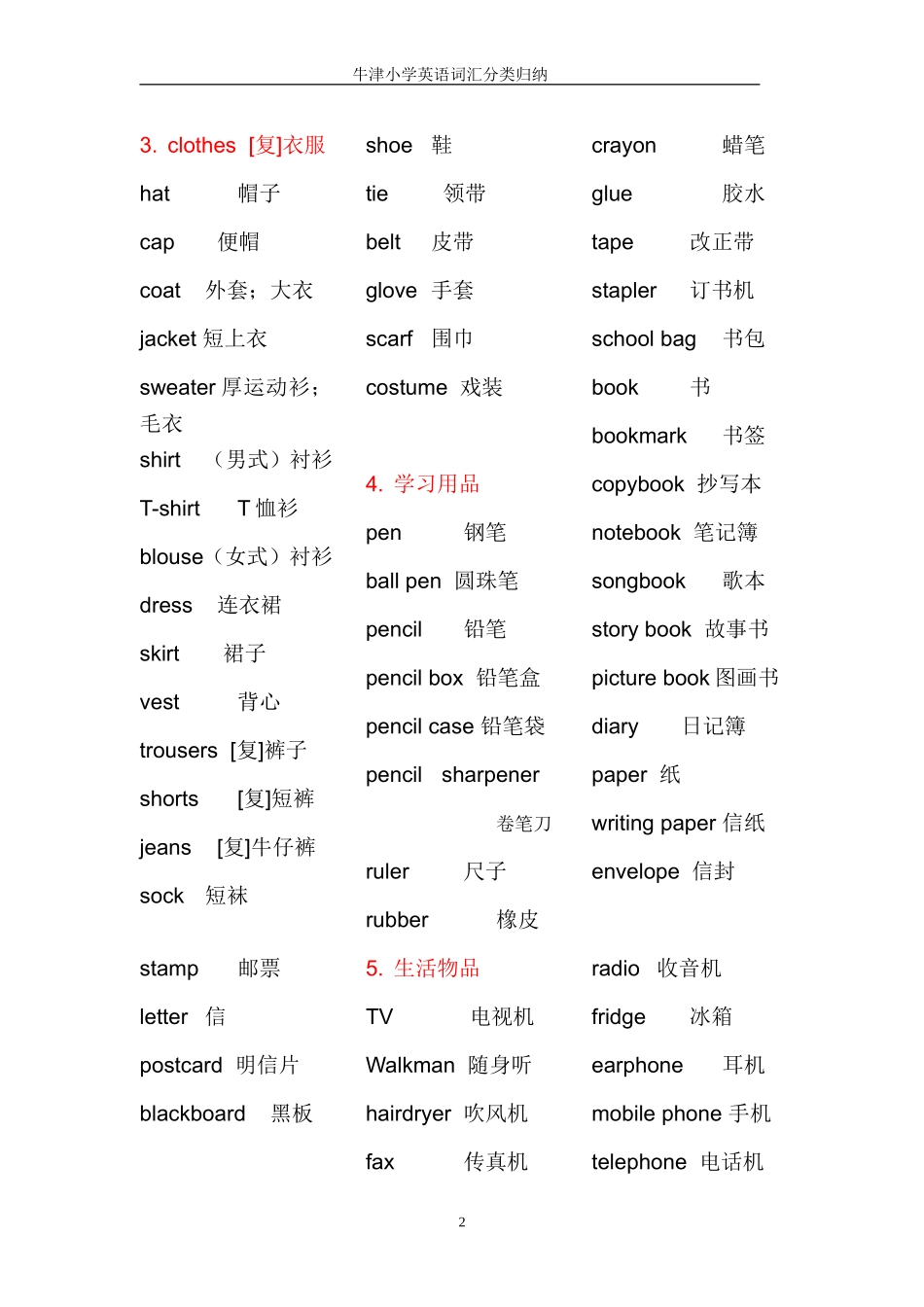 牛津小学英语词汇归纳 (2)_第2页