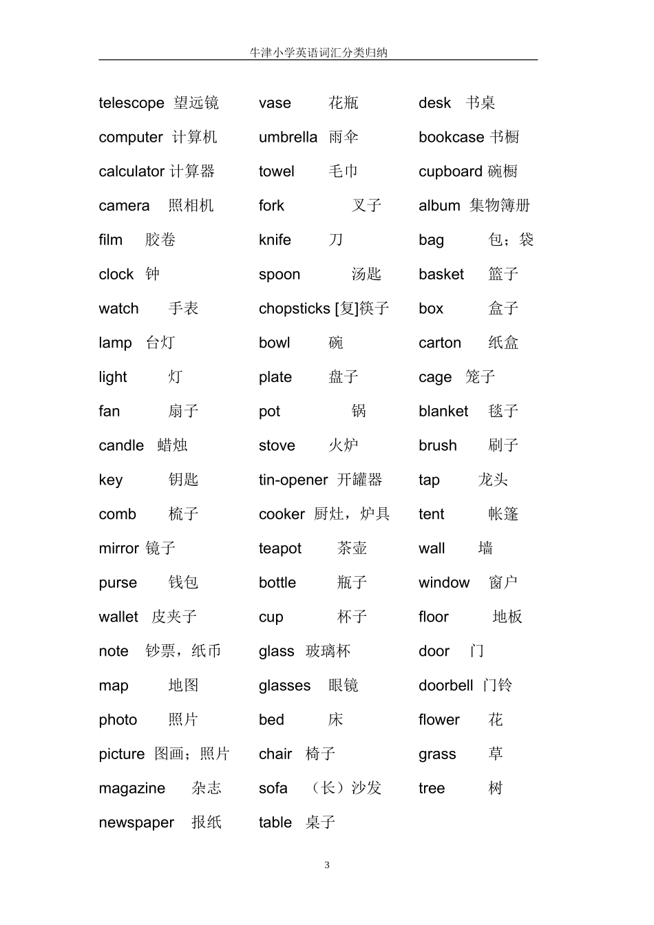 牛津小学英语词汇归纳 (2)_第3页