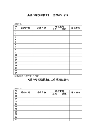 送教上门登记表