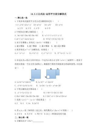 公式法运用平方差分解因式
