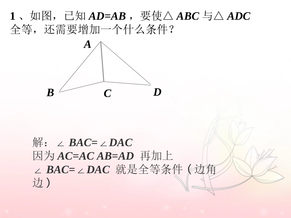 随堂练习4-探索全等三角形的条件_第1页
