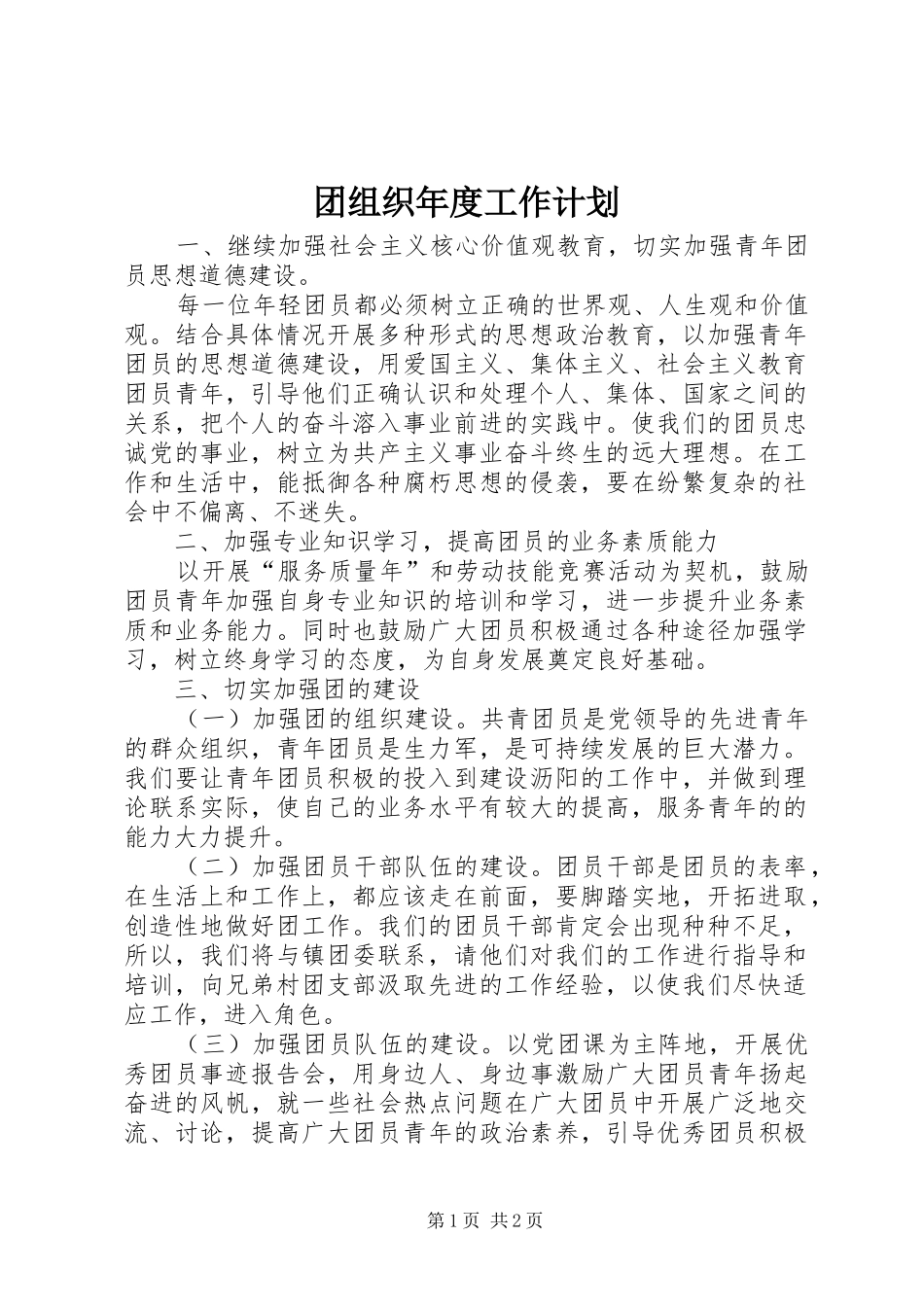 团组织年度工作计划_第1页