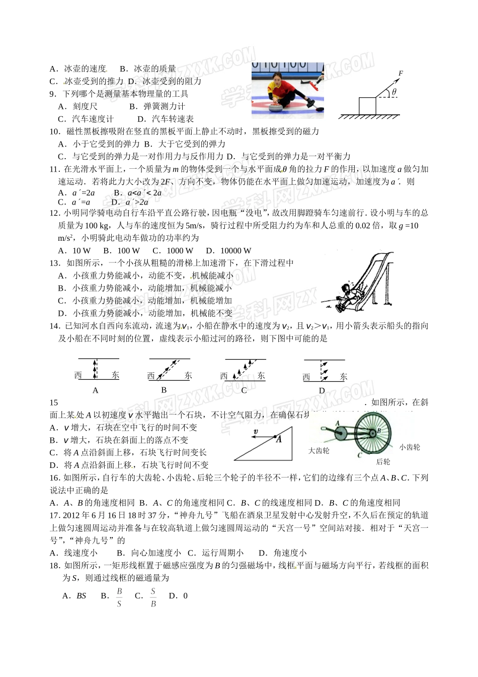 2普通高中学业水平测试(必修科目)(物理)_第2页