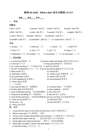 新版6AUnit2Whataday!知识点梳理