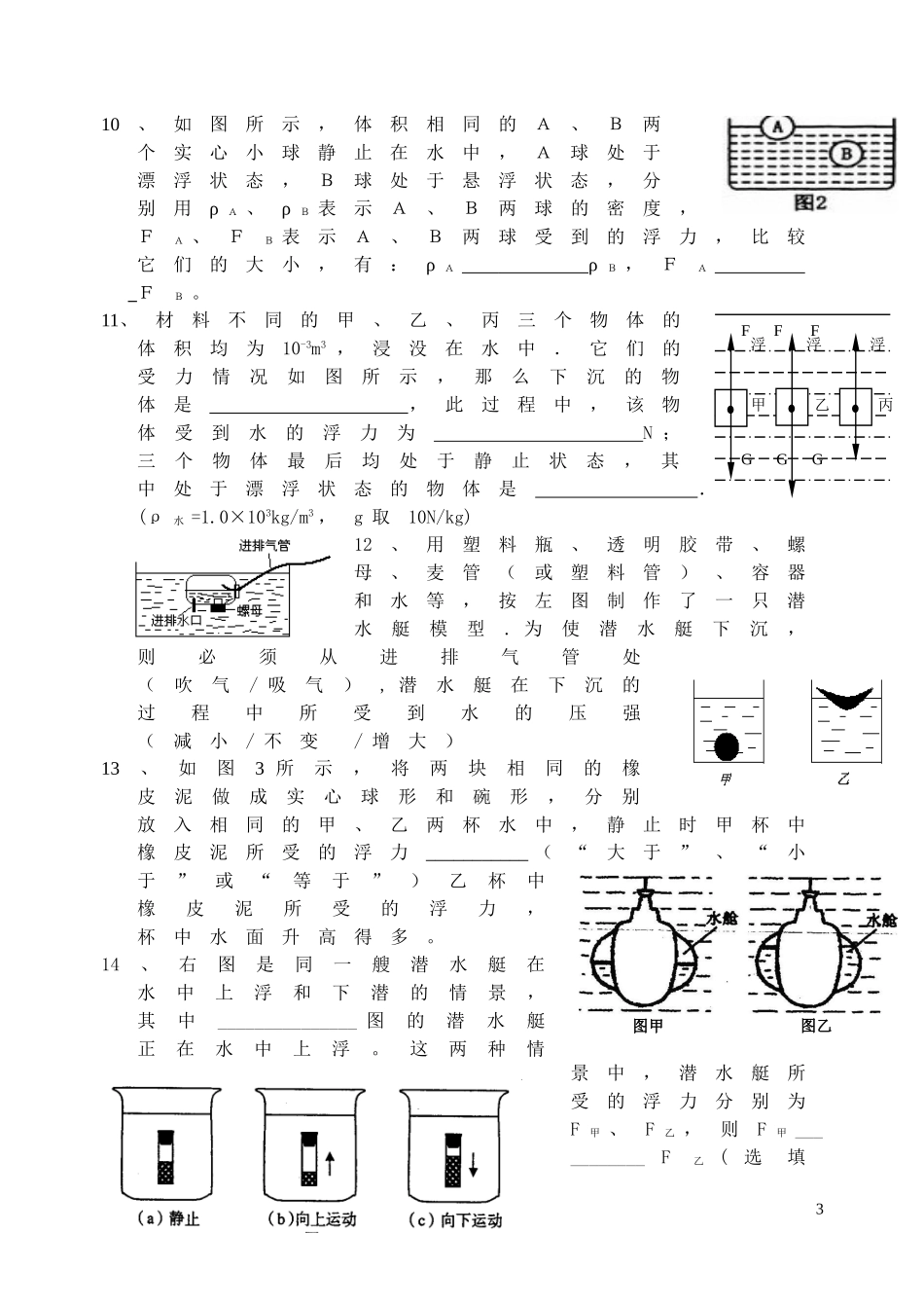 物体的浮与沉课后练习_第3页