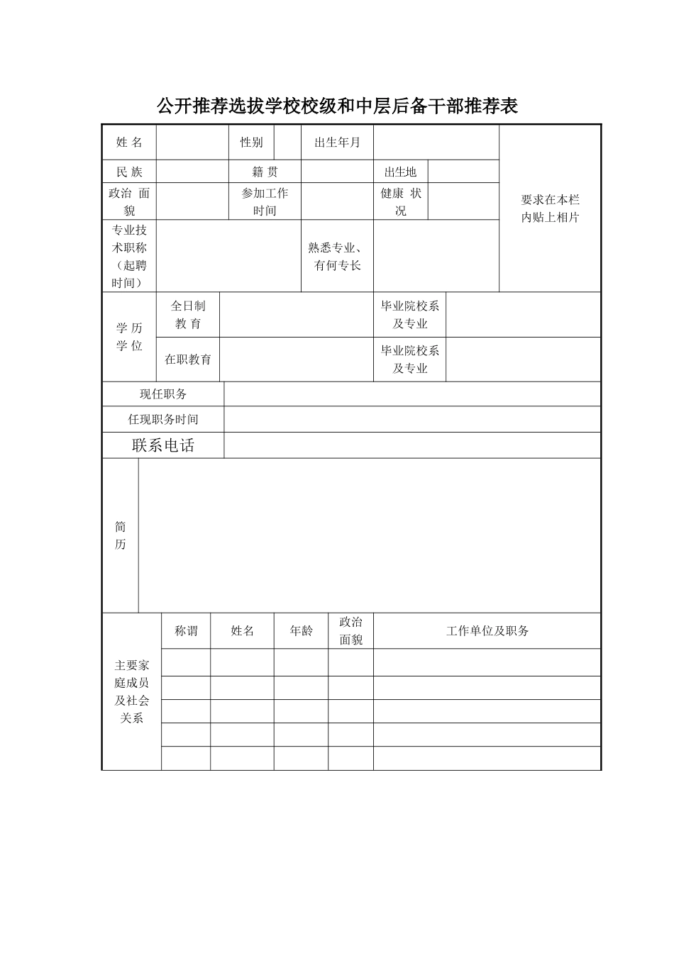 中层后备干部推荐表_第1页