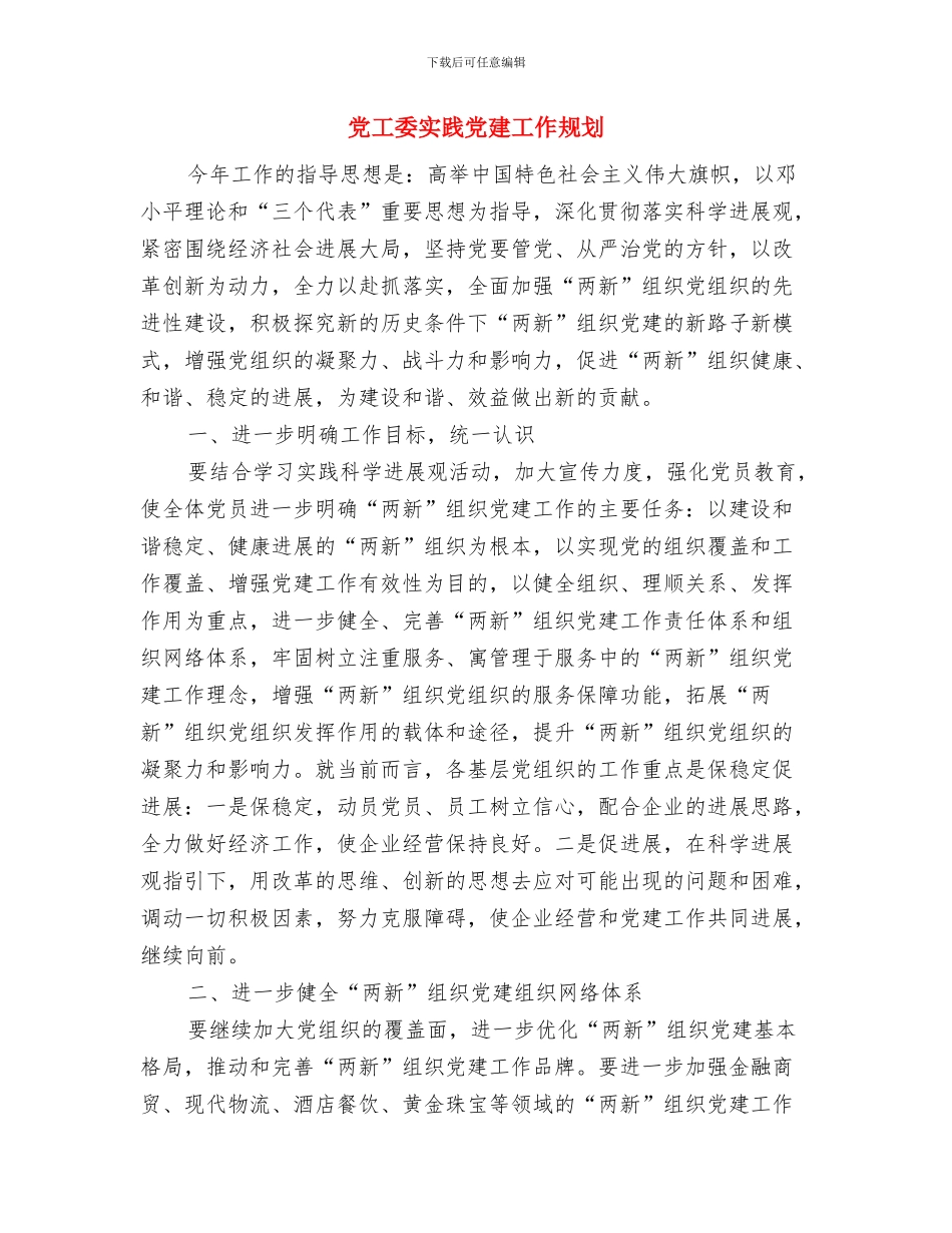 党小组活动计划与党工委实践党建工作规划汇编_第3页