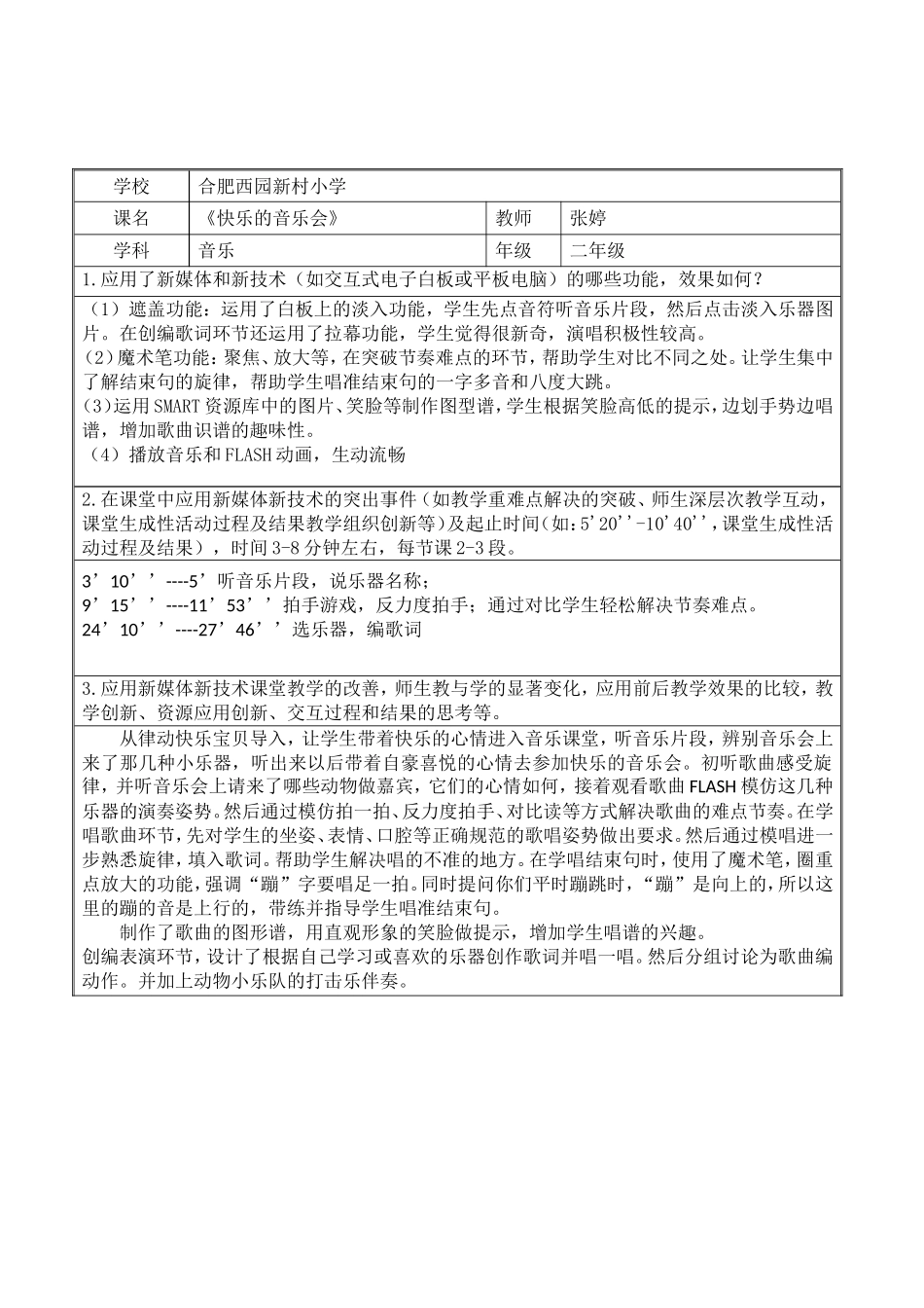 快乐的音乐会教学反思表--教学反思模板_第1页