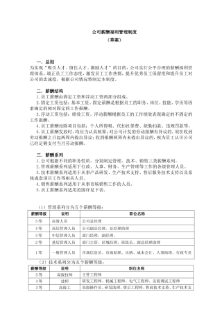 公司薪酬福利管理制度