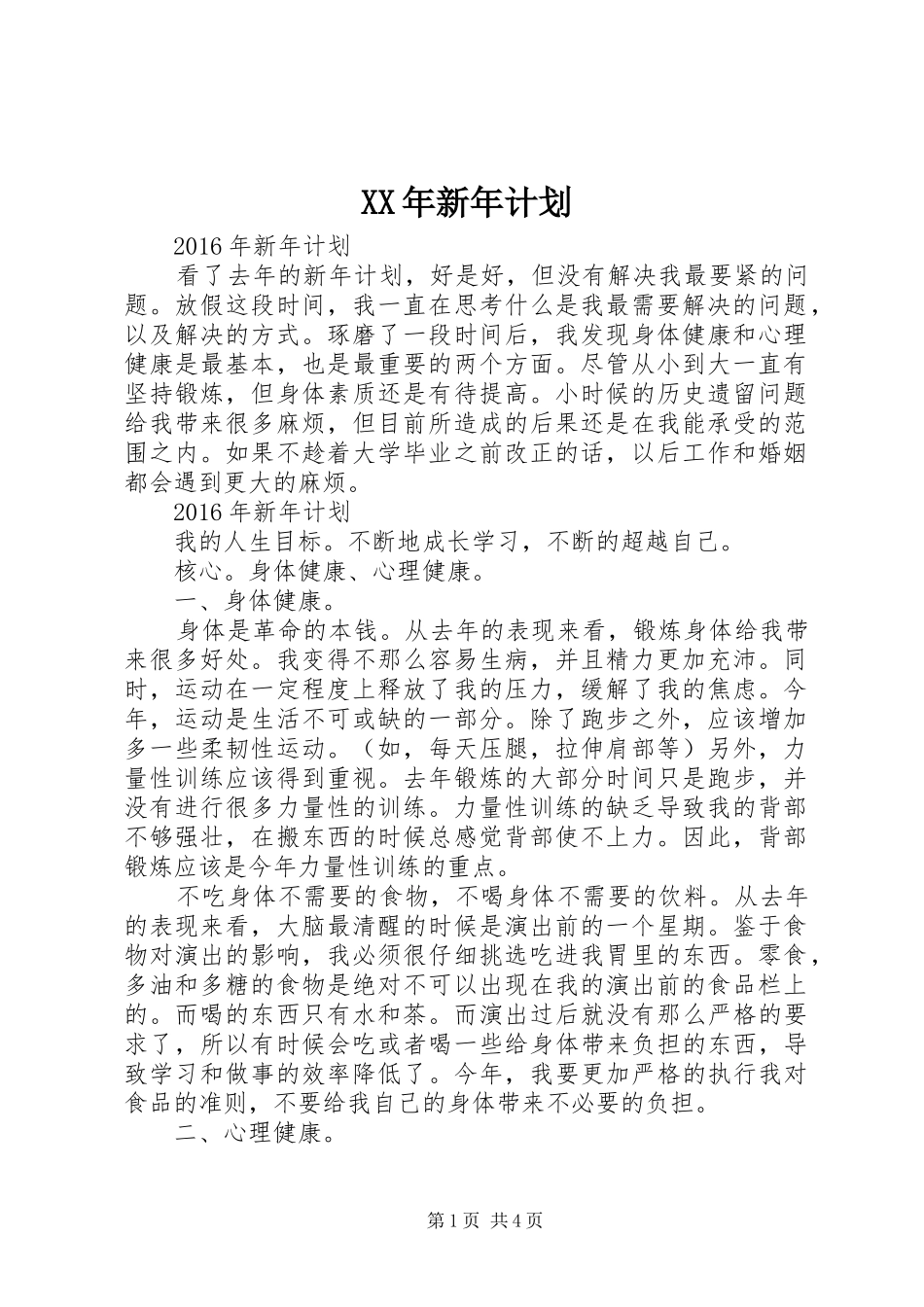 XX年新年计划_第1页