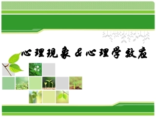 生活中的心理学现象&心理学效应