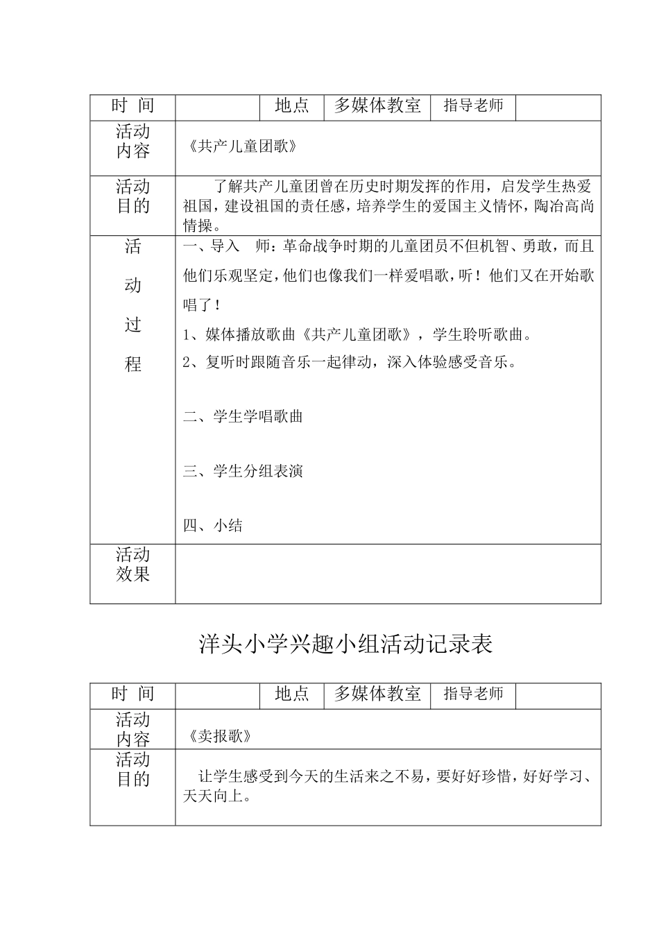 音乐兴趣小组活动记录表_第2页