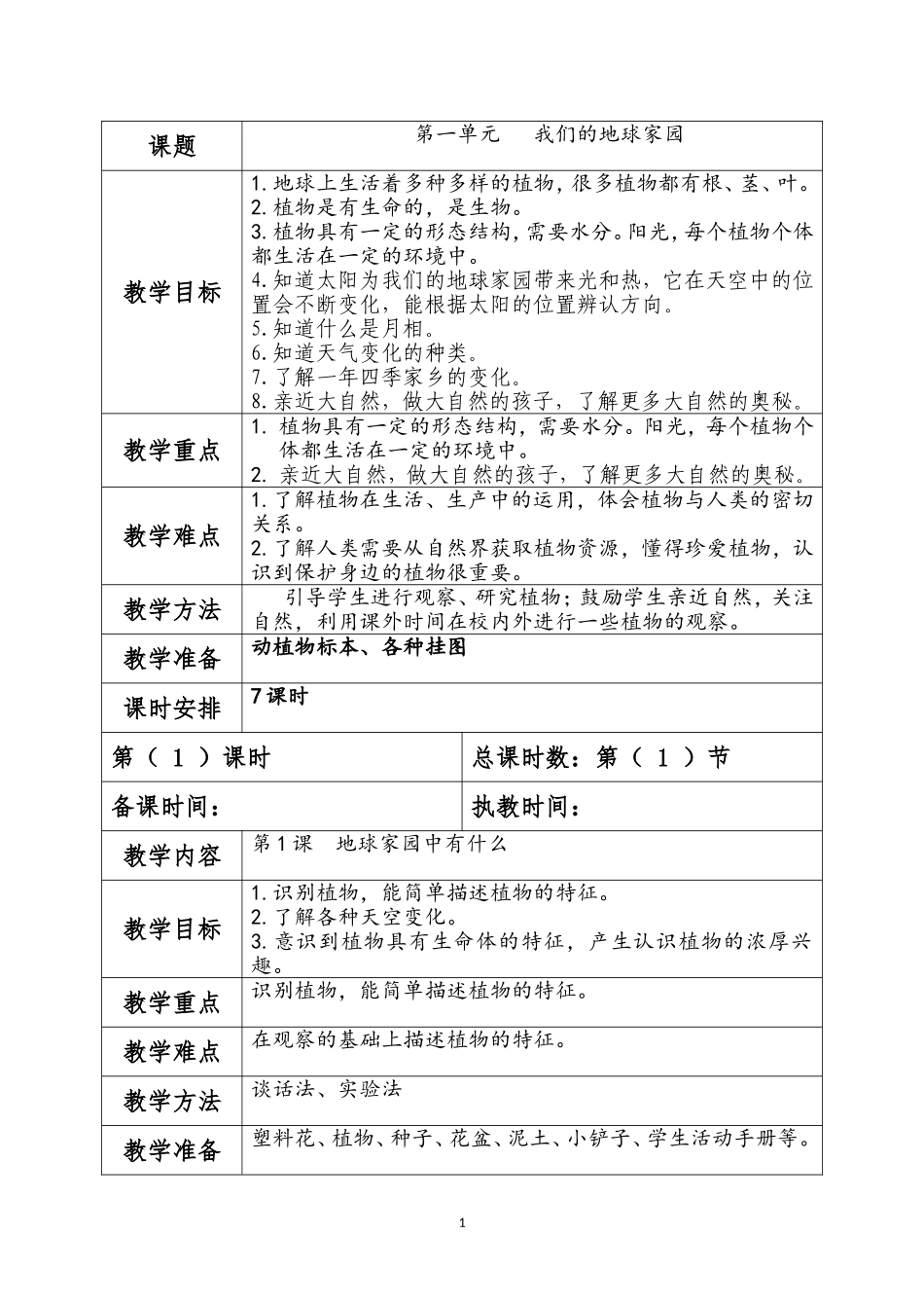 教科版二年级上册科学教案_第1页