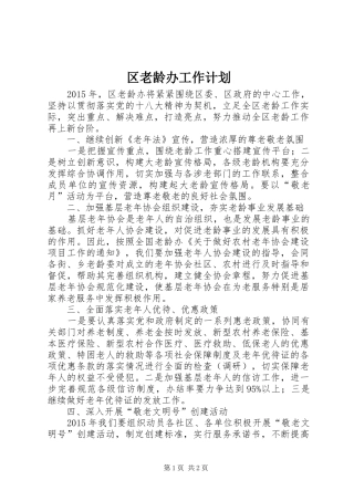 区老龄办工作计划