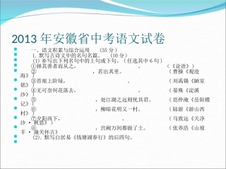 2013中考语文试卷解析
