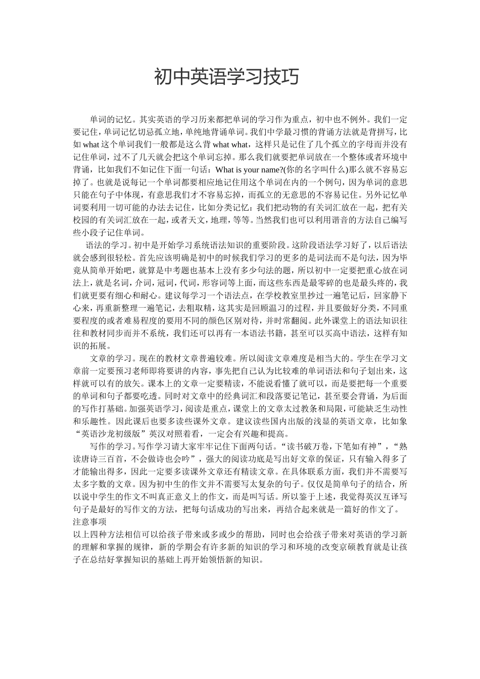 初中英语学习技巧_第1页