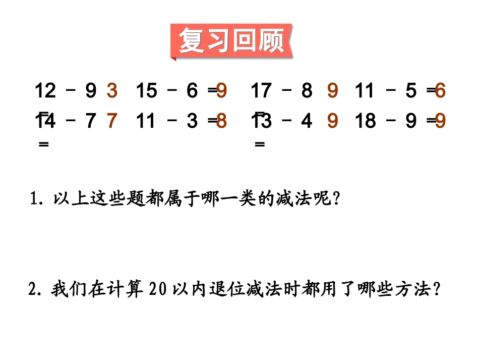 小学数学人教2011课标版一年级20以内退位减法复习课_第2页