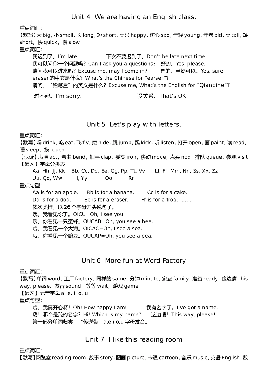 剑桥少儿英语一级下知识点汇总_第2页