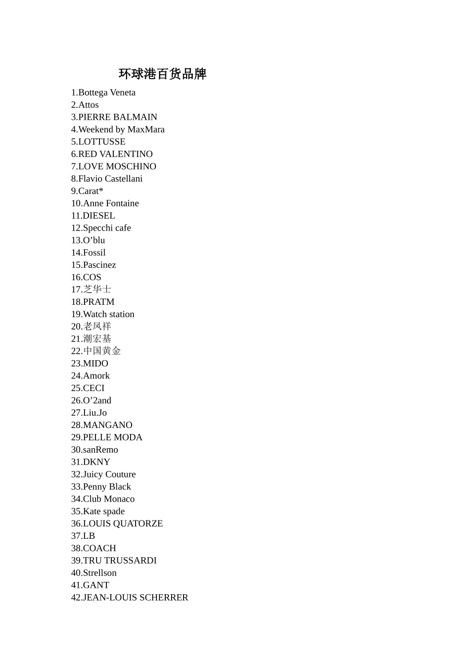 环球港百货品牌_第1页