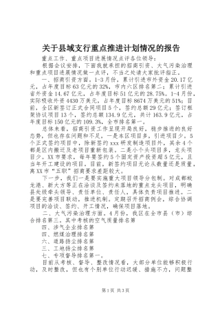 关于县域支行重点推进计划情况的报告