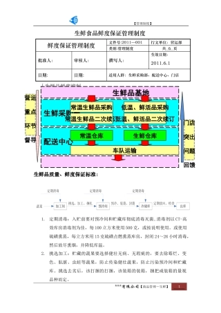 生鲜食品鲜度保证管理制度