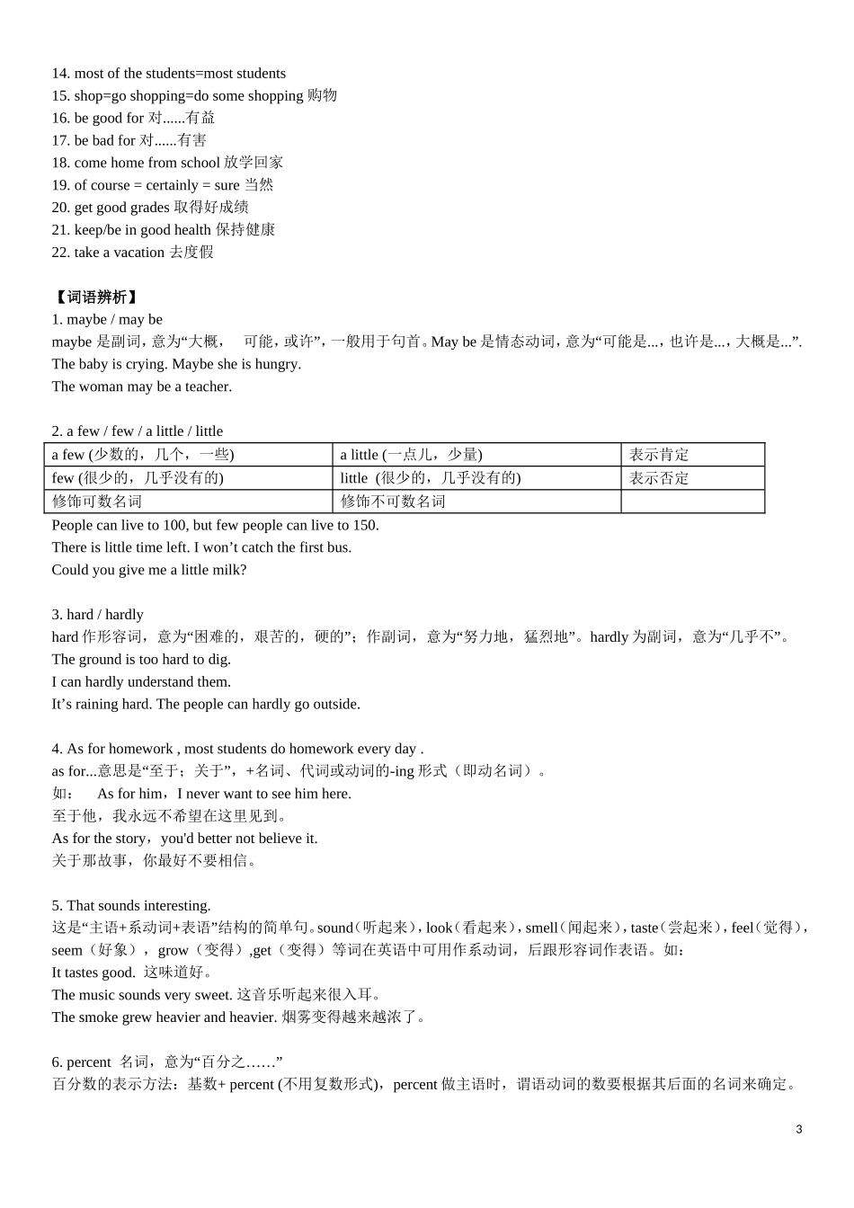 人教版八年级英语上册单词,短语,句型和语法总结_第3页