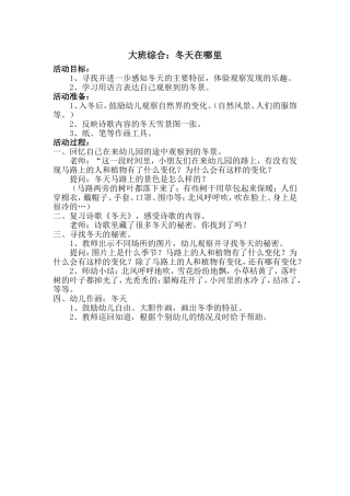 大班综合《冬天在哪里》