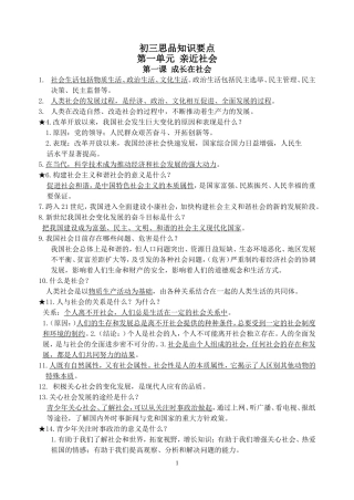 2012年初三思品知识要点