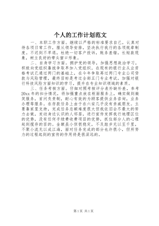 个人的工作计划范文