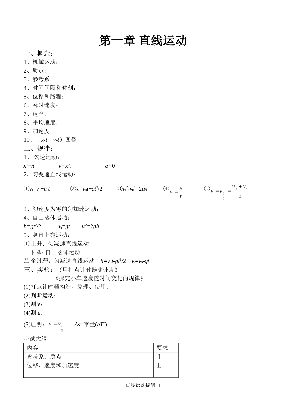 直线运动提纲_第1页
