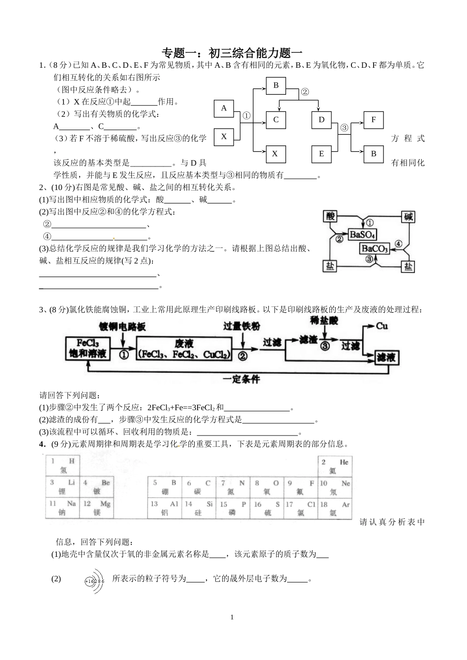 2013专题三：初三综合能力题一_第1页